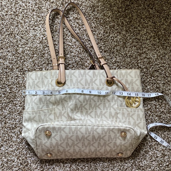 Michael Kors Cream Monogram Tote with Gold Hardware - Picture 3 of 10